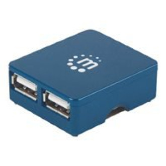MANHATTAN Hi-Speed USB 2.0 Micro Hub 4 Steckplaetze Stromversorgung ueber USB Ueberspannungsschutz Hotswap-faehig