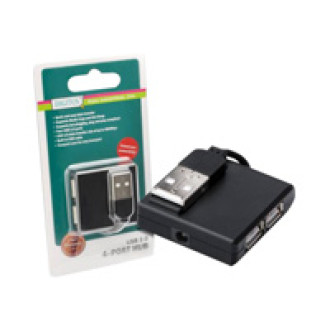 DIGITUS USB2.0 Hub 4-port 4xUSB A Buchse 1xUSB B mini Buchse ohne Netzteil mit USB Anschlusskabel