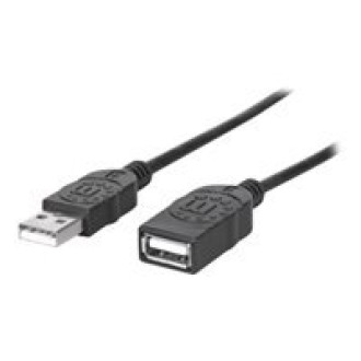 MANHATTAN Hi-Speed USB 2.0 Verlängerungskabel USB 2.0 Typ A Stecker - Typ A Buchse 480 Mbps 1,8m Schwarz