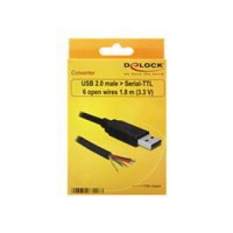 DELOCK Adapterkabel USB > Seriell-TTL 6 offene Kabelenden 1,8m 3,3V