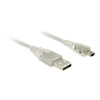 DELOCK Kabel USB 2.0 Typ-A Stecker > USB 2.0 Mini-B Stecker 2 m transparent