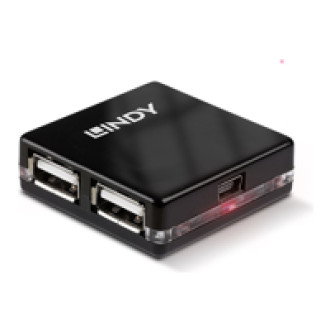 LINDY USB 2.0 Mini Hub 4 Port, 4x4cm Bus powered only