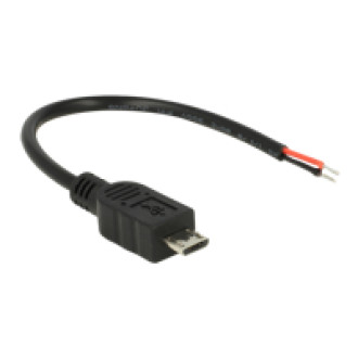 DELOCK Kabel USB 2.0 Micro B Stecker > 2 x offene Kabelenden Strom 10cm Raspberry Pi