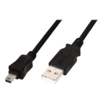 ASSMANN USB 2.0 Anschlusskabel Typ A - mini B (5pin) St/St 3,0m USB 2.0 konform UL sw