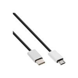 INLINE USB 2.0 Kabel Typ C Stecker an Micro-B Stecker schwarz, Alu flexibel 0,5m