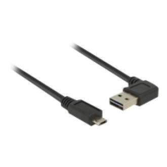 DELOCK Kabel EASY-USB 2.0 Typ-A Stecker gewinkelt links / rechts > EASY-USB 2.0 Typ Micro-B Stecker schwarz 2 m