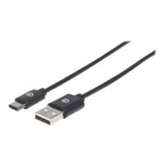 MANHATTAN USB 2.0 Typ C-Kabel 2m schwarz Typ C-Stecker auf Typ A-Stecker 480 Mbit/s