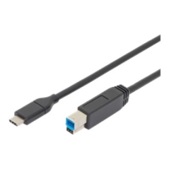 DIGITUS USB Type-C Verbindungskabel Typ C auf B St/St 1,0m voll ausgestattet Gen2 3A 10GB 3.1 Version CE sw