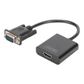 DIGITUS VGA to HDMI Konverter + Audio 3,5mm Full HD 1080p Kabeltyp 15cm schwarz