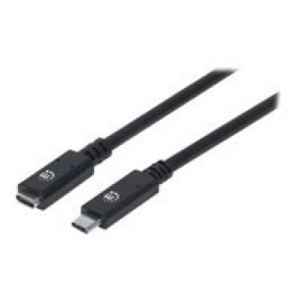MANHATTAN 3.1 USB-C Verlaengerungskabel 0,5m SuperSpeed+ USB 3.1 Gen2 Typ C-Stecker auf Typ C-Buchse 10 Gbit/s 5 A schwarz