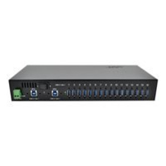 EXSYS EX-1116HMVS 16 Port USB 3.2 Gen1 HUB inkl. Din-Rail Kit Surge Protection