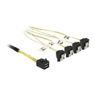 DELOCK Kabel Mini SAS HD SFF-8643 > 4 x SATA 7 Pin gewinkelt 0,5 m