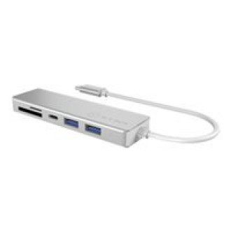ICY BOX IB-HUB1413-CR USB 3.0 Type-C HUB mit 1x USB 3.0 Type-C 2x USB 3.0 Type-A 1x SD 1xmicroSD integriertes Kabel