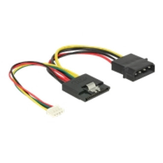DELOCK Stromkabel SATA 15 Pin Buchse > Molex 4 Pin Stecker + 4 Pin Strombuchse