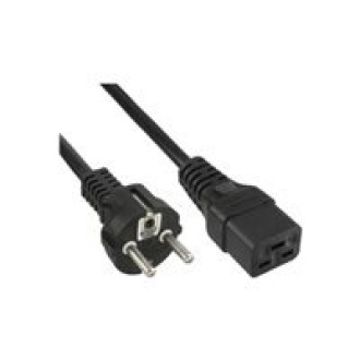 INLINE Netzkabel 16A Schutzkontakt gerade auf Kaltgeraetestecker IEC320/C19 schwarz 0,5m