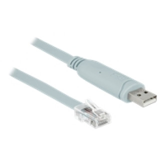 DELOCK Adapter USB 2.0 Typ-A Stecker > 1 x Seriell RS-232 RJ45 Stecker 0,5m grau