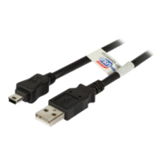 EFB USB2.0 Anschlusskabel TypA Stecker auf Mini B Stecker 5 polig Premium Schwarz 0,5m