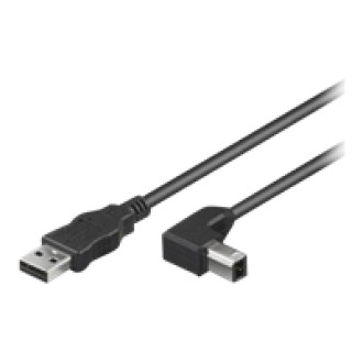 TECHLY USB2.0 Anschlusskabel Schwarz Stecker Typ-A auf Stecker Typ-B 90 Grad gewinkelt Laenge 0,5m