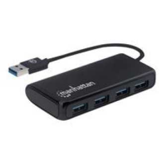 MANHATTAN 4-Port USB 3.2 Gen 1 Hub Vier USB-A-Ports 5 Gbit/s Datenuebertragungsraten Stromversorgung ueber USB schwarz