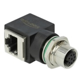 DELOCK Netzwerkadapter M12 8 Pin A-kodiert Buchse zu RJ45 Buchse