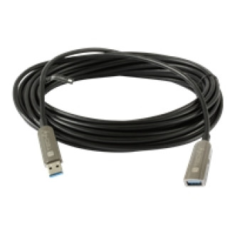 TECHLY USB3.0 AOC Glasfaser-Hybridkabel 10m Schwarz Unterstuetzt max.Bandbreite bis zu 5 Gbit Durchmesser 4,6mm Stecker A auf Buchs