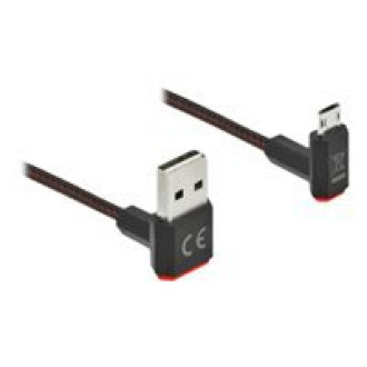 DELOCK EASY-USB 2.0 Kabel Typ-A Stecker zu EASY-USB Typ Micro-B Stecker gewinkelt oben / unten 0,5 m schwarz
