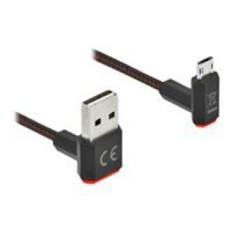 DELOCK EASY-USB 2.0 Kabel Typ-A Stecker zu EASY-USB Typ Micro-B Stecker gewinkelt oben / unten 1 m schwarz