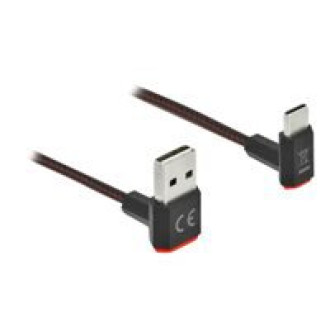 DELOCK EASY-USB 2.0 Kabel Typ-A Stecker zu EASY-USB Typ Micro-B Stecker gewinkelt links / rechts 2 m schwarz