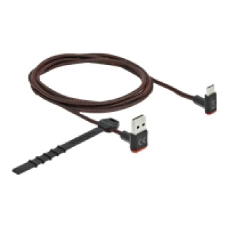 DELOCK EASY-USB 2.0 Kabel Typ-A Stecker zu USB Type-C Stecker gewinkelt oben / unten 1 m schwarz