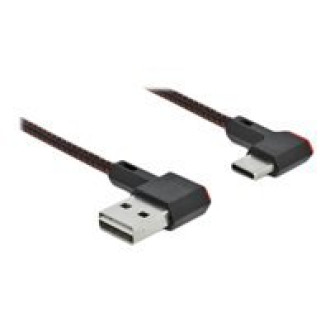 DELOCK EASY-USB 2.0 Kabel Typ-A Stecker zu USB Type-C Stecker gewinkelt links / rechts 0,2 m schwarz