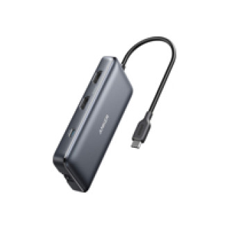 ANKER 553 USB-C Hub (8-in-1) 2x 4K HDMI 1x USB-C 2x USB-A 1x 100W Power Delivery (PD) 1x Ethernet 1x microSD/SD
