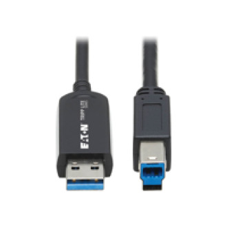 EATON TRIPPLITE USB 3.2 Gen 1 Plenum-Rated Fiber Active Optical Cable AOC A/B M/M Black 15m