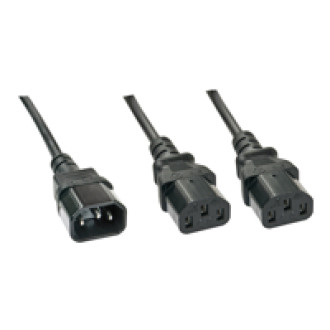 LINDY 1m C14 to 2 x IEC C13 Extension Cable