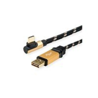 ROLINE GOLD USB 2.0 Kabel USB A ST reversibel - USB C ST gewinkelt 1,8m