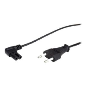 VALUE Netzkabel Euro-Flachstecker auf C7 gewinkelt 2polig schwarz 1,8m