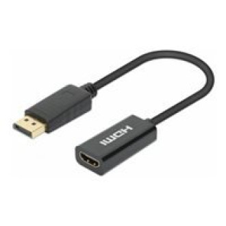 MANHATTAN 4K60Hz Aktiver DisplayPort auf HDMI-Adapter DisplayPort-Stecker auf HDMI-Buchse Kabeladapter mit Dongle schwarz