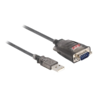 DELOCK Adapter USB 2.0 Typ-A zu 1 x Seriell RS-232 D-Sub 9 Pin Stecker mit Muttern mit 3 x LED 1m