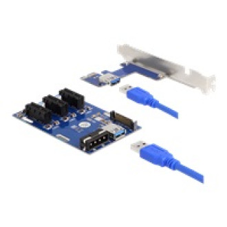DELOCK Riser Karte PCI Express x1 zu 3 x PCIe x1mit 50cm USB Kabel
