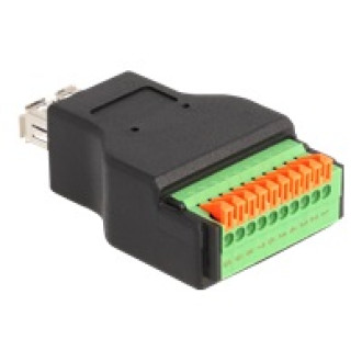 DELOCK USB 3.2 Gen 1 Typ-A Buchse zu Terminalblock Adapter mit Drucktaster