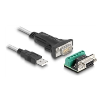 DELOCK Adapter USB 2.0 Typ-A zu 1 x Seriell RS-422/485 Stecker mit 6 Pin Terminalblock Adapter 5 V 1,8m