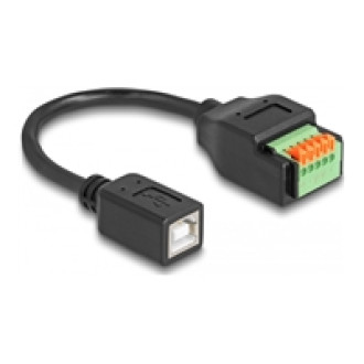 DELOCK USB 2.0 Kabel Typ-B Buchse zu Terminalblock Adapter mit Drucktaster 15cm
