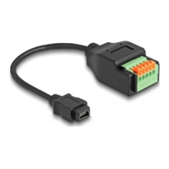 DELOCK USB 2.0 Kabel Typ Mini-B Buchse zu Terminalblock Adapter mit Drucktaster 15cm