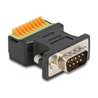 DELOCK D-Sub 9 Stecker zu Terminalblock Adapter mit Drucktaster