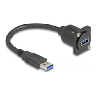 DELOCK D-Typ USB 5 Gbps Kabel Typ-A Stecker zu Typ-A Buchse schwarz 20cm