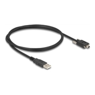DELOCK USB 2.0 Kabel Typ-A Stecker zu Typ Mini-B Stecker mit Schraubenabstand 13mm 1m schwarz