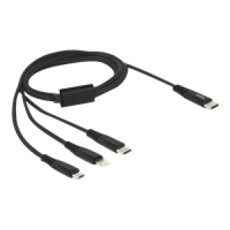 DELOCK USB Ladekabel 3 in 1 USB Type-C zu Lightning / Micro USB / USB Type-C 1m