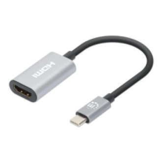 MANHATTAN 4K60Hz USB-C auf HDMI-Adapter USB 3.2 Typ C-Stecker auf HDMI-Buchse aktiver Konverter Aluminium Space Grau