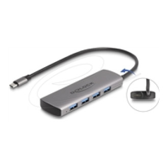 DELOCK USB 10 Gbps 4 Port USB Typ-A Hub mit USB Type-C Anschluss und zusätzlicher Strombuchse