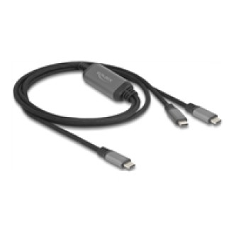 DELOCK USB-C Y-Kabel 1 x Stecker zu 2 x Stecker PD 3.0 100 W Intelligente Stromaufteilung 1,2m