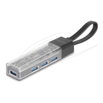 DELOCK 4 Port USB Hub 5 Gbps mit USB Typ-A oder USB Type-C Anschluss in transparentem Gehäuse